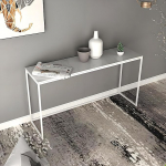 Moodne konsoollaud, kitsas sissep&auml;&auml;sualale, koridoririiul, k&uuml;ljelaud, k&otilde;rge kunstmarmorist, koridorikapp, kitsas metallraamiga, lihtne kokkupanek (valge, 80 x 30 x 80 cm / 31 x 12 x 31 tolli)