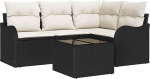 4-teiliges Garten Sofa Set mit Kissen Braun Poly Rattan, 2-Sitzer Garten Sofa mit Stauraum und Kissen Schwarz Poly Rattan Gartenlounge Model3354356