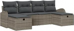 6-teiliges Garten Sofa Set mit Kissen Grau Poly Rattan Gartenlounge Model3359118
