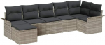 7-teiliges Garten-Sofaset mit Kissen Hellgrau Poly-Rattan, 2-Sitzer Garten-Sofa mit Stauraum & Kissen Hellgrau Poly-Rattan Gartenlounge Model3354121