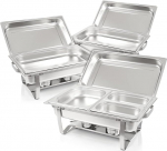 Zelsius Chafing Dish Professional Set Montpellier, 3 x roostevabast terasest hoidke sooja konteinerid, 21-osaline toidu soojendaja, soojuskonteiner, Chafing Dishes, toidu soojendaja, toitlustamiseks, buffetiks ja peoks.