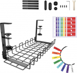 Kaablikanal laud, 15,74 x 5,9-tolline kaablijuhtimise laud, puurimata, kaablikorv, klammerdatav, laua all asuv kaablijuhtimine kontorisse, koju (must)