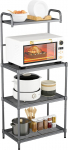 MEDIMALL Baker's Rack for Kitchen with Storage, 4-Tier Microwave Stand, Microwave Trolley, Storage Rack, Coffee Bar with Grid Wire Metal Shelves, Kitchen Stand Oven Table, 23.5 inch L x