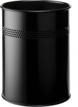 Durable 15 litre Waste Basket Metal Round 30mm Perforation, Black