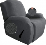 Jacquard Armchair Cover, Stretch Cover for Relaxing Chair, Complete, Elastic Cover for TV Chair, Lounger, Armchair (Dark Grey)