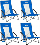 AKTIVE Folding Beach Chairs, Set of 4, 50 x 51 x 67 cm, Steel Frame, Breathable Polyester Fabric, Side Coasters, Carry Bag with Shoulder Strap, Lightweight and Durable (85512)
