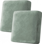 H.VERSAILTEX Samt-Stretch-Couch-Kissenbezug, Pl&uuml;schkissen-Schonbezug f&uuml;r Stuhl, Zweisitzer, Sofa, M&ouml;belschutz, Sitzkissen, Sofabezug (2 St&uuml;ck, mittelgro&szlig;e Sofakissenbez&uuml;ge, Seegras)