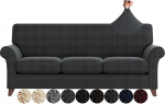 ZNSAYOTX Pack of 4 Sofa Covers for Living Room, Non-Slip Stretch Couch Covers for 3 Cushions, Couch, Pets, Dog Sofa Protective Cover, Machine Washable, Furniture Protection (Dark Grey, Sofa)