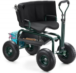 VEVOR mobiilne aia iste 810 x 480 x 690/770 mm, aia ratastooliga, reguleeritava k&otilde;rgusega ja 360&deg; p&ouml;&ouml;rleva istmega, kandev&otilde;ime 180 kg, seljatugi ja t&ouml;&ouml;riistade hoiukoht, aeda, &otilde;ue, terrassile.