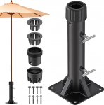 Lifeswell Robustne alus patio vihmavarju stendiks, v&auml;litingimustes kasutatav kannel kuni 2-tollise posti jaoks, t&auml;ielikult keevitatud, 4 fikseeritud varrukad, tuulekindel disain terrassile, r&otilde;dule, basseiniservale, aeda