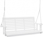 VEVOR Cedar Wood Hollywood Swing 1702 x 710 x 600 mm, terrassikiiked &otilde;ue ja aeda, parandatud kandev&otilde;ime umbes 400 kg, vastupidav kiikepink koos rippuvate ketastega v&auml;litingimustes kasutamiseks, valge