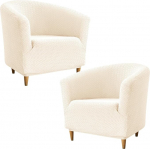 HAOYONG Clubstuhl-Schonbezug, Jacquard, Stretch-Schonbez&uuml;ge, weiche Sessel-Sofabez&uuml;ge, abnehmbarer Couchbezug f&uuml;r Wohnzimmer, Hotel, Restaurant, Beige, 2er-Set