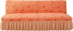 Klappbar Sofabezug Ohne Armlehnen, Elastisch Futonbezug Mit Rocksaum Rutschfester Abnehmbarer Waschbarer Sofabett&uuml;berzug-Orange-Small