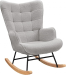 Kiiktool, l&otilde;&otilde;gastustool, &otilde;endusabi tool, elutoa tool, kiiktool metallraamiga ja puidust alusega, kandev&otilde;ime kuni 130 kg, Teddy kangas, helehall, 75 x 68 x 92 cm.