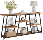 HOOBRO EBF168XG01 160 cm konsoollaud, 4-korruseline kitsas koridorilaud, sissep&auml;&auml;sulaud, pikk diivanilaud diivani taga koos panipaigaga koridori, esikusse, elutuppa, Vintage pruun ja must