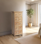 Hallowood Furniture CA5006 Camberley CD DVD Media Cabinet Solid Oak 10 Drawer Storage Unit