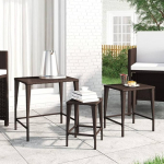Nesting tabelid 3 tk Brown Poly Rattan Nesting kohvilaud diivan aktsent End Side Nest of Table Set, elutuba magamistuba m&ouml;&ouml;bel diivan ladustamise tabel 1031