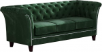 Noah 3-kohaline Chesterfield diivan elutuppa, Lounge diivan puidust jalgadega, m&ouml;&ouml;bel, vabalt seisvad polsterdatud diivanid ja diivanid, diivanikomplekt, pudelroheline, 222 x 82 x 75 cm.