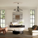 POVISON elutoa komplekt, elutoa m&ouml;&ouml;blikomplekt, kabinetisein, h&otilde;ljuv TV kapp, 200 cm TV m&ouml;&ouml;bel puidust, must, koos 90 cm kohvilaudadega, must