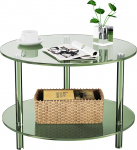 Akr&uuml;&uuml;l kohvilaud, &uuml;mmargune l&auml;bipaistev, akr&uuml;&uuml;l klaasist k&uuml;ljelaud, akr&uuml;&uuml;l kohvilaud, akr&uuml;&uuml;l, 60 x 60 x 42 cm (roheline)