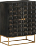 vidaXL Sideboard, Chest of Drawers with Storage Space, Living Room Cabinet Sideboard with Doors, Cupboard, Side Cabinet, Hallway Cabinet, Black Solid Wood, Mango Iron
