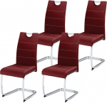 KHG 4 s&ouml;&ouml;gitooli komplekt, kiiktoolid, polsterdatud k&ouml;&ouml;gitoolid, kunstnahk, punane, disaintooli, istme k&otilde;rgus 48 cm, vabak&auml;igutool integreeritud k&auml;epidemega, kontorisse, k&ouml;&ouml;ki, elutuppa.