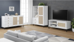 Lomadox Wohnm?Bel 3-st komplekt tahke m&auml;nni valge Boho Style koos rotangist sisendiga TV Board Sideboard Highboard elutuba Boho Chic
