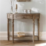 Halbmond-Eingangstisch,Halbmondf&ouml;rmige Konsole Aus Massivholz, Halbmondf&ouml;rmiger Sofatisch, for Flur, Veranda Und Wohnzimmer(Weathered Gray,120 * 35 * 75cm)