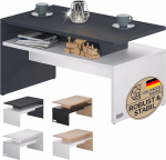 Casaria&reg; kohvilaud puidust valge hall koos hoiuruumiga 95 x 55 x 50 cm kriimustuskindel 50 kg kandev&otilde;ime elutoa laud kaasaegne k&uuml;ljelaud konsoollaud diivanile diivanile