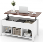 GIANTEX kohvilaud reguleeritava k&otilde;rgusega, kohvilaud, diivanilaud hoiukorviga, pikendatav elutoa laud, k&uuml;ljelaud vedrustuse t&otilde;stukiga, teelaud, 104,5 x 49,5 x 48,5/61 cm (valge)