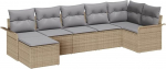 7-teiliges Garten-Sofa-Set mit Kissen Beige Poly-Rattan Gartenlounge Model3345450