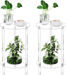 Selge &uuml;mmargune akr&uuml;&uuml;list k&uuml;ljelaud, komplekt 2, v&auml;ike ruum, 11,8 "L x 11,8" x 20 "H, 2-tasandiline v&auml;ike kaasaegne jookide k&uuml;ljelaud, &ouml;&ouml;kapp, mini &ouml;&ouml;kapp jaoks