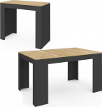 IDMarket - Orlando pikendatav konsoollaud 6-le inimesele 140 cm mustast puidust ja p&ouml;&ouml;giefektist