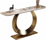 Konsolentisch Konsolentisch Mit Steinplatte Und Edelstahlsockel, Schmaler Flurtisch Im Modernen Design, F&uuml;r Eingangsbereich, Wohnzimmer(150cm/59in)