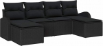 6-teiliges Garten-Sofa-Set mit Kissen Schwarz Poly-Rattan Gartenlounge Model3346153