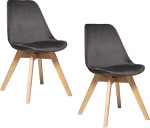 Skandinaavia stiilis sametist toolid Helsingi Atmosphera (komplekt 2 sametist skandinaavia tooli, tumehall)