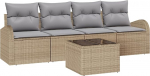 Model3345910 5-osaline aia diivan komplekt koos pehmendusega Beige Poly Rattan Garden Lounge