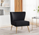 Container Furniture Direct Thia Armless Velvet tool elutuppa, Elegantne iste naelapeaga, kuldsed metalljalad ja mugav kumer seljatugi, 28 "D x 25 "W x 29.5 "H,