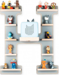 Boarti Children&rsquo;s Shelf Various Letters in Grey and White &ndash; for Toniebox and Tonies &ndash; for Playing and Collecting