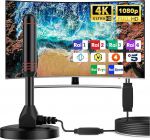 MILIWAN sisemine TV-antenn koos 2 v&otilde;imendiga, digitaalne TV-antenn 500 km vastuv&otilde;tukaugusega, kaasaskantav siseantenn, toetab 4K, 10M vaskkaabliga ja magnetilise alusega