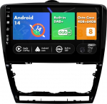 SXAUTO - Sisseehitatud DAB - Android 14 IPS autoraadio Skoda Octavia (2006-2014) jaoks - Sisseehitatud Carplay/Android Car - LED kaamera + mikrofon - 4G + 64G - 360-CAM roolijuhtimine Fast Boot WiFi - 2 DIN 10.1