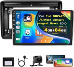 4G + 64G 9-tolline puuteekraaniga autoraadio Fiat Ducato / Citroen Jumper / Peugeot Boxer 2010, raadio koos traadita CarPlay ja Android auto GPS WiFi Bluetooth RDS FM USB SWC mikrofoniga tagurdamine