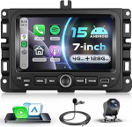 4G + 128G autoraadio Android 15 Jeep Renegade 2016-2021/Jeep Compass 2017-2020, 7-tolline IPS HD puuteekraan koos traadita Carplay Android auto GPS Wi-Fi USB / t&uuml;&uuml;p-C Bluetooth FM RDS tagurdamine