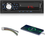 1 DIN autoraadio - Bluetooth autoraadio koos Bluetooth k&auml;ed-vabaduse komplektiga, FM-raadio, AUX/TF/USB sisend, m&auml;lu v&auml;ljal&uuml;litamisel