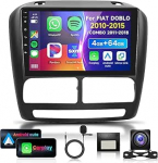 4G 64G VECHTEL 9-tolline Bluetooth autoraadio Fiat Doblo 2010-2015/Combo 2011-2018 Carplay Android auto, DSP EQ, 1280 x 720, WiFi GPS Navi, Mirror Link, RDS/FM raadio 2 DIN koos AHD tagantvaate kaameraga