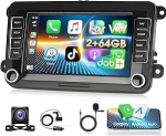 Android raadio VW Passat B6 Polo Golf 5 6 Skoda Seat Touran Tiguanile koos DAB+, A-apple Carplay 2+64GB 2-DIN autoraadio GPS WLAN Bluetooth OBD2 DVR, AHD tagurduskaamera ja mikrofoniga