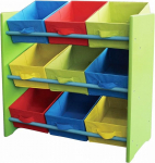 Children's shelf with 9 shelves green