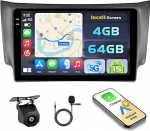 Hikity 4+64G Android 15 autoraadio Nissan Sentra 2016 jaoks 10-tollise Incell puuteekraaniga, autoraadio 2DIN traadita Carplay Android autoga, FM raadio BT GPS WiFi tagurduskaamera + mikrofon