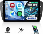 CAMECHO 4+64G Sat Nav 9-tolline Autoraido Seat Ibiza 2013 jaoks koos tagumise vaatega kaameraga, Android 13 2Din Wireless Carplay Android Auto Bluetooth raadio GPS WiFi FM/RDS + Canbus HD 1280 x 720 Incell