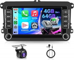4G & 64G Q-Snapdrago VECHTEL 7-tolline autoraadio VW Golf 5 6 Polo Passat Skoda Touran Tiguan Seat Carplay Android Auto, DSP EQ, WiFi GPS Navi, Mirror Link, RDS/FM raadio 2 DIN koos AHD tagurduskaameraga